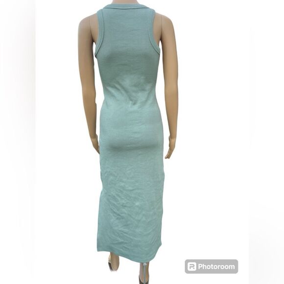 Mable Women’s Stile Racerback Bodycon Ribbed Cotton Midi Dress Olive Green Sz M - Picture 6 of 7